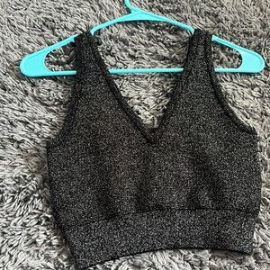 Cropped sparkle black top not itchy never worn
